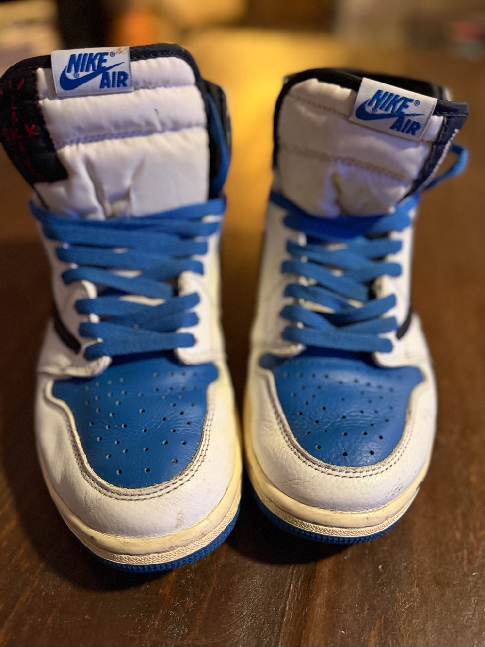 Fashion Fragment Design High-Top Sneakers in White & Blue - 9M - Picture 2 of 13